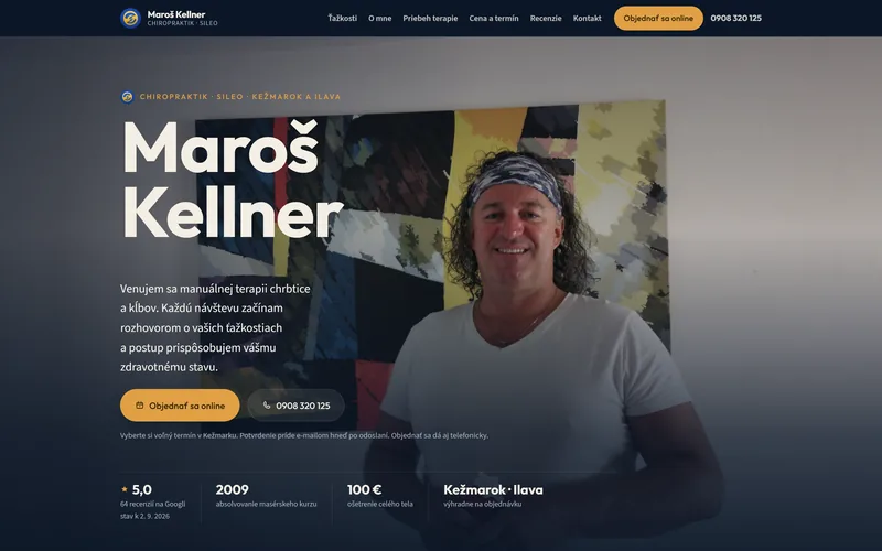 Web Maroš Kellner – SILEO – ukážka úvodnej obrazovky